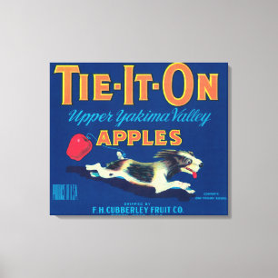 Impressão Em Tela Amarre-o na etiqueta de Apple (azul) - Tieton, WA