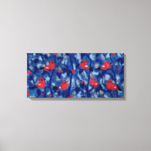 Impressão Em Tela Amassos, Pássaros Vermelhos, Pintura De Fibra De Á