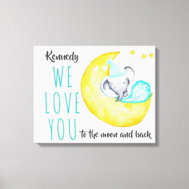 Impressão Em Tela Ame-te à Lua e Volta - Elefante na Lua (Frente)