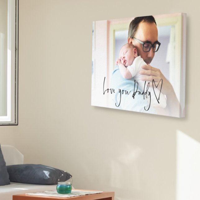 Impressão Em Tela Ame Você Pai Script Heart Photo Overlay (Criador carregado)