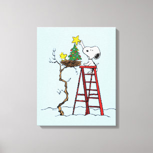 Impressão Em Tela Amendoins   Árvore de Natal Snoopy & Woodstock