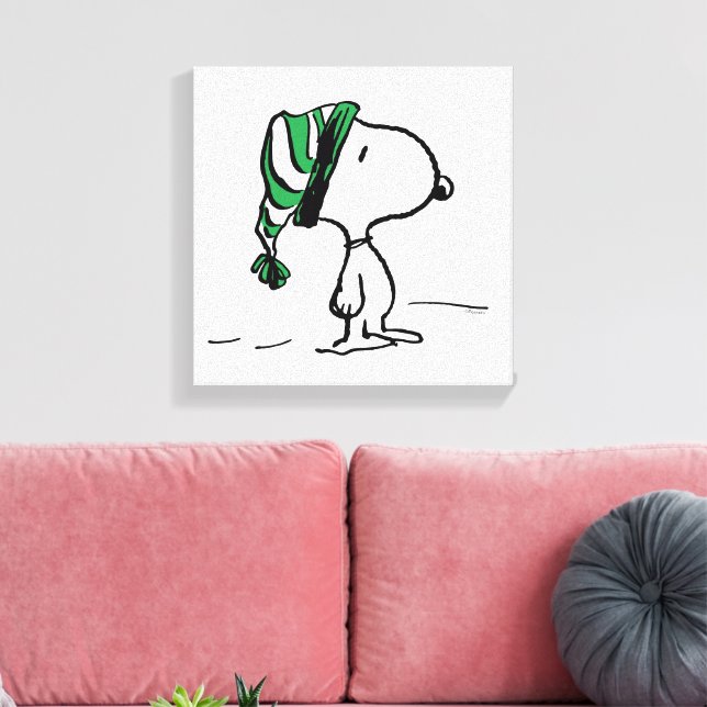 Impressão Em Tela Amendoins | Boné de Neve Verde Snoopy (Insitu(Sala de estar))