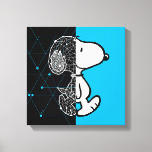 Impressão Em Tela Amendoins   Snoopy Design geométrico