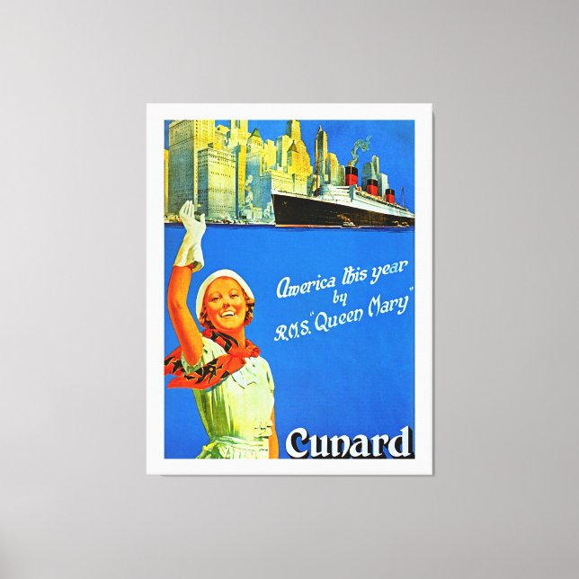 Impressão Em Tela América este ano pela Rainha RMS Mary ~ XL (Frente)