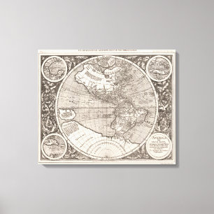 Impressão Em Tela América India sive Novam, 1609