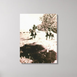 Impressão Em Tela American Bison Hunters (foto b/w)