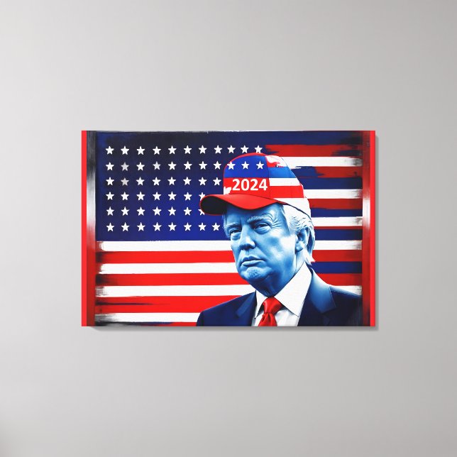 Impressão Em Tela American Donald Trump 2024 Flag (Frente)