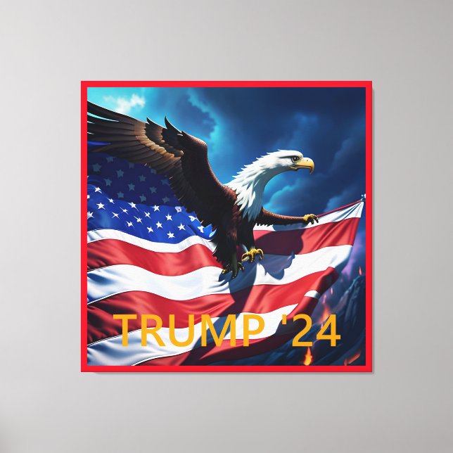 Impressão Em Tela American Flag American American Eagle TRUMP 2024 (Frente)