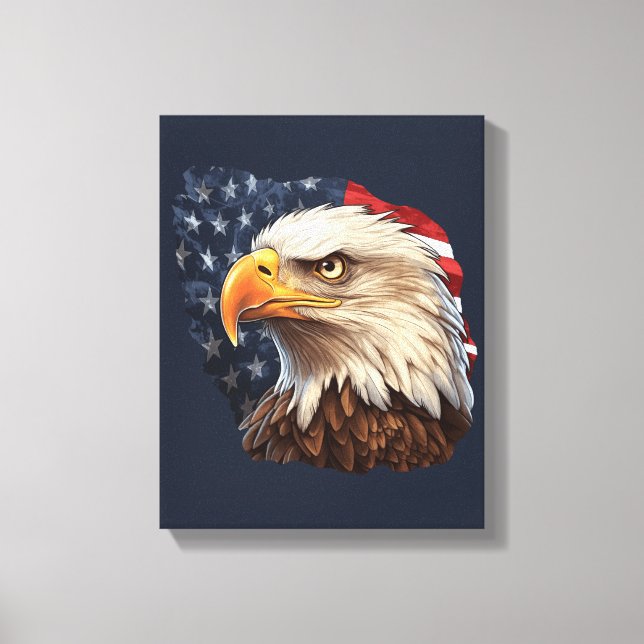 Impressão Em Tela American Flag Bald Eagle (Frente)