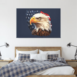 Impressão Em Tela American Flag Bald Eagle