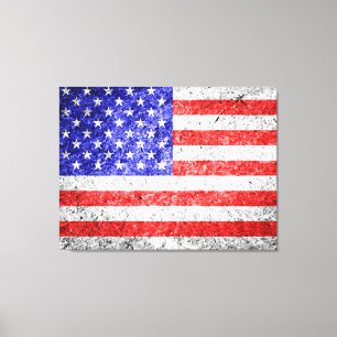 Impressão Em Tela American Flag Grunge