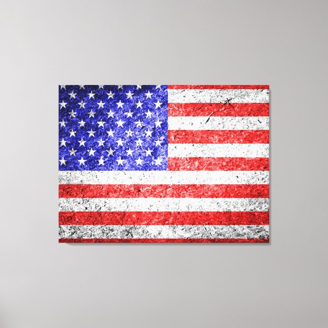 Impressão Em Tela American Flag Grunge (Frente)