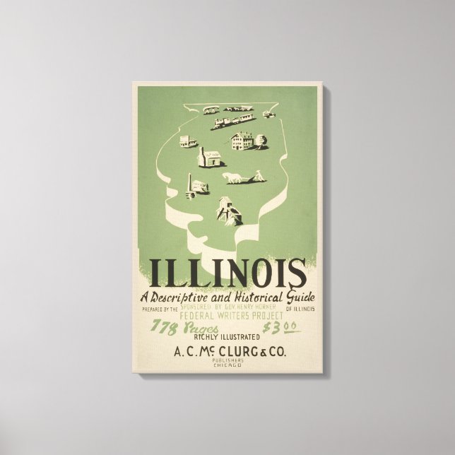 Impressão Em Tela American Guide Series Volume Em Illinois. (Frente)