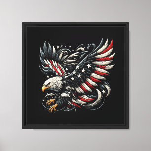 Impressão Em Tela Americano Patriótico Com Águia E Bandeira Dos EUA