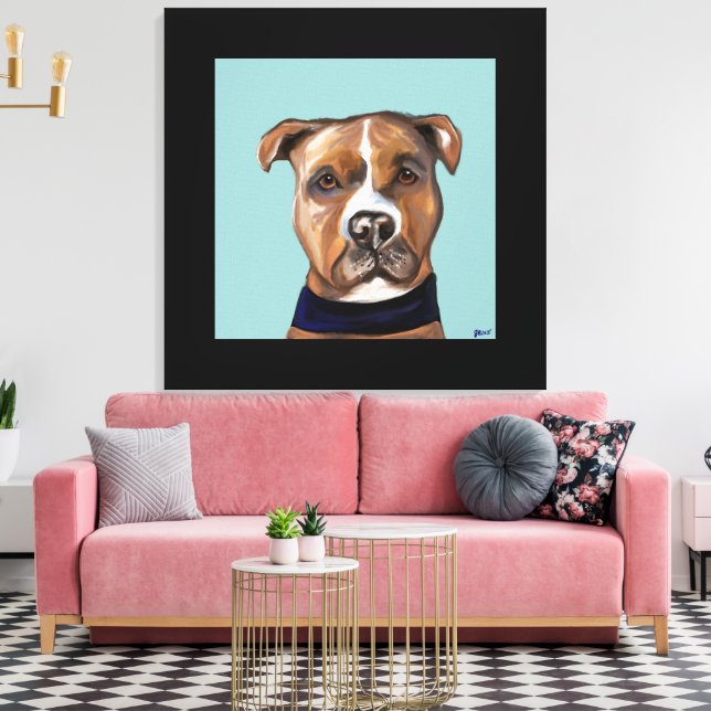 IMPRESSÃO EM TELA AMERICANO STAFFORDSHIRE TERRIER (Insitu(Sala de estar))