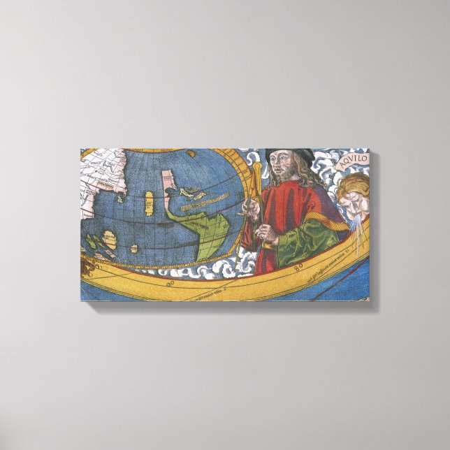 Impressão Em Tela Amerigo Vespucci Explorador em um Mapa das América (Frente)