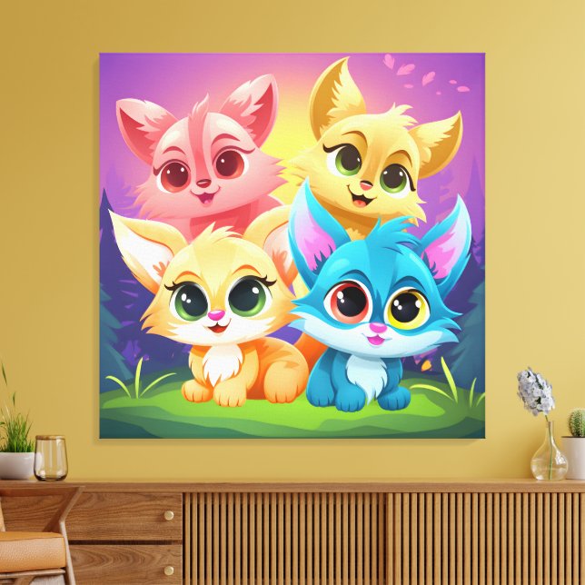 Impressão Em Tela amigos de estimação (Insitu(Sala de estar))