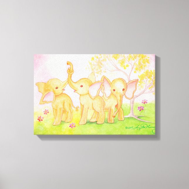 Impressão Em Tela Amigos São Maravilhosos. Elefantes Sabem! (Frente)