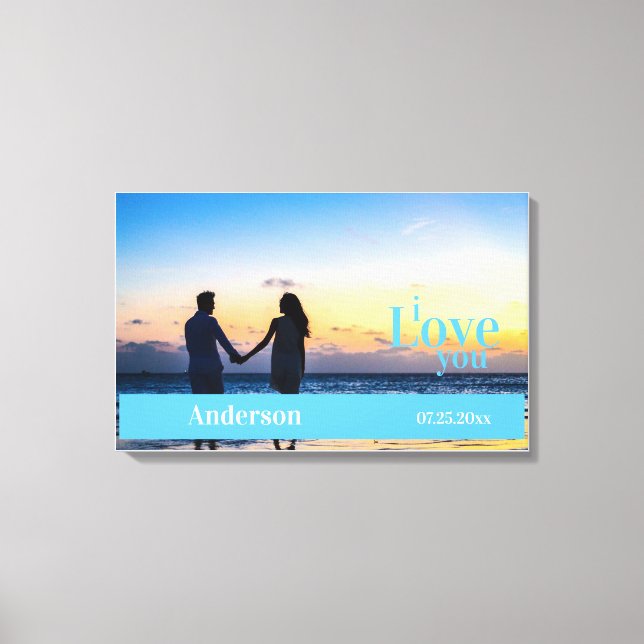 Impressão Em Tela Amo-Te Um Aniversário De Fotografia Personalizado  (Frente)