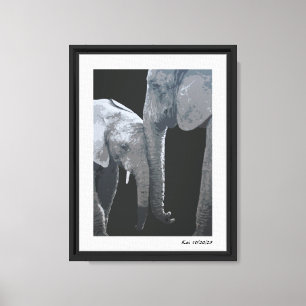 Impressão Em Tela Amo Você Mais, Arte Original de Elefante