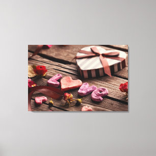 Impressão Em Tela Amor da palavra com o presente dado forma coraçã