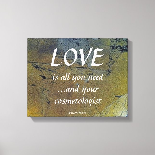 Impressão Em Tela Amor E Seu Cosmetólogo Na Folha Dourada Negra (Frente)