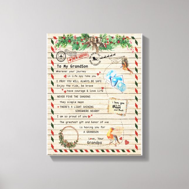 Impressão Em Tela Amor neto|Carta Ao Meu neto Que Orgulho De Ti (Frente)