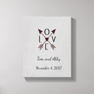 Impressão Em Tela Amor Personalizado com Flechas Casamento