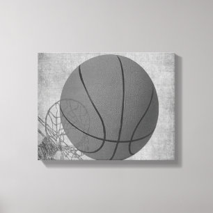 Impressão Em Tela Amor The Game da bola da cesta em preto e branco