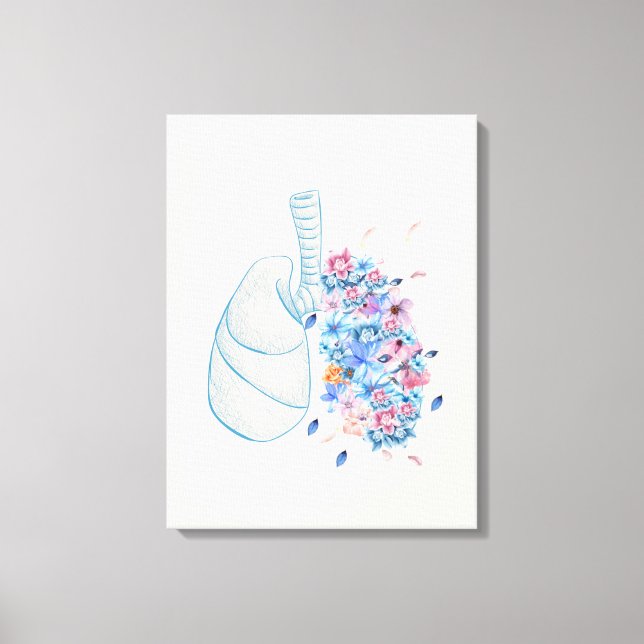 Impressão Em Tela Anatomia floral pintura de parede médica pulmonar (Frente)