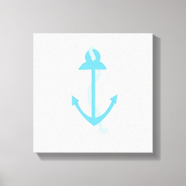 Impressão Em Tela Âncora Azul com Corda (Frente)