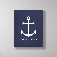 Âncora branca náutica e nome personalizado em azul