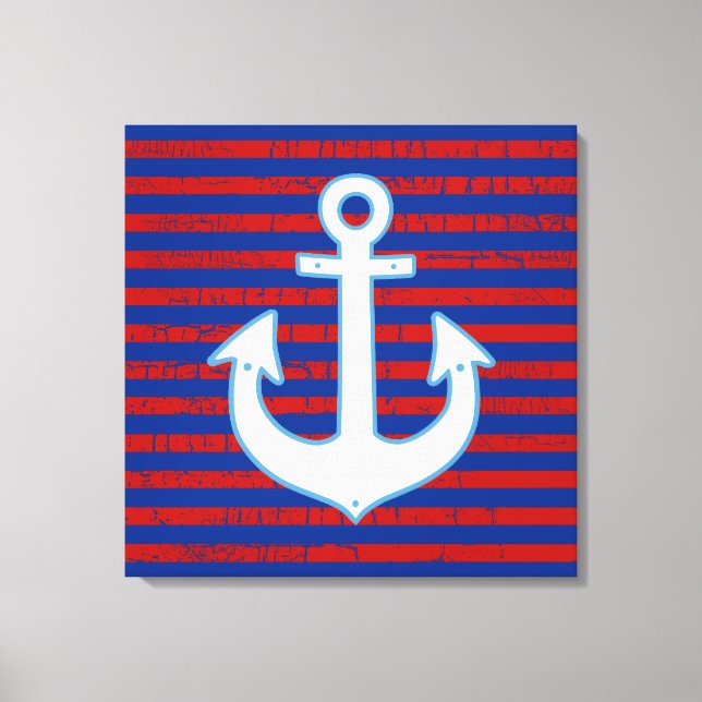 Impressão Em Tela âncora riscada vermelha (Frente)