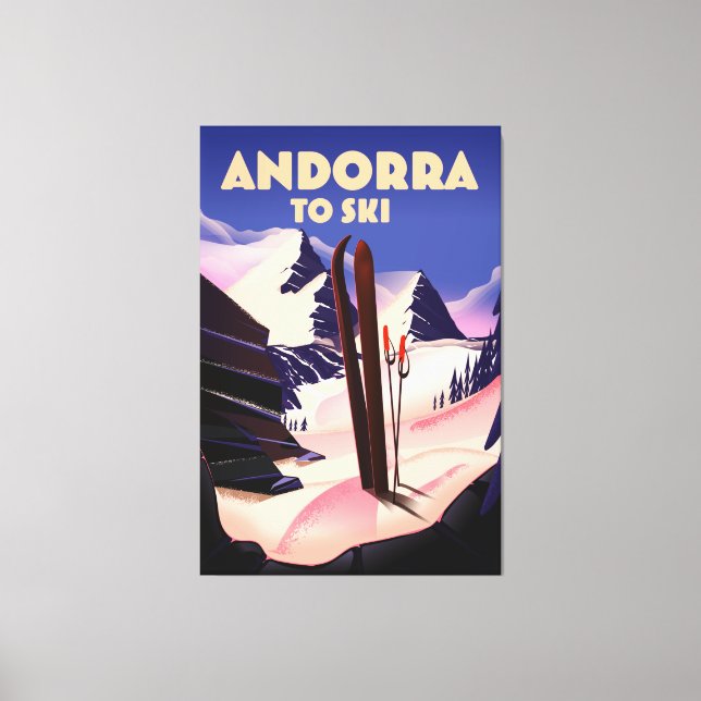 Impressão Em Tela Andorra ski poster. (Frente)