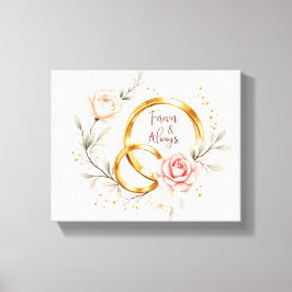Impressão Em Tela Anéis de Noiva Românticos Arte - Para Sempre & Sem