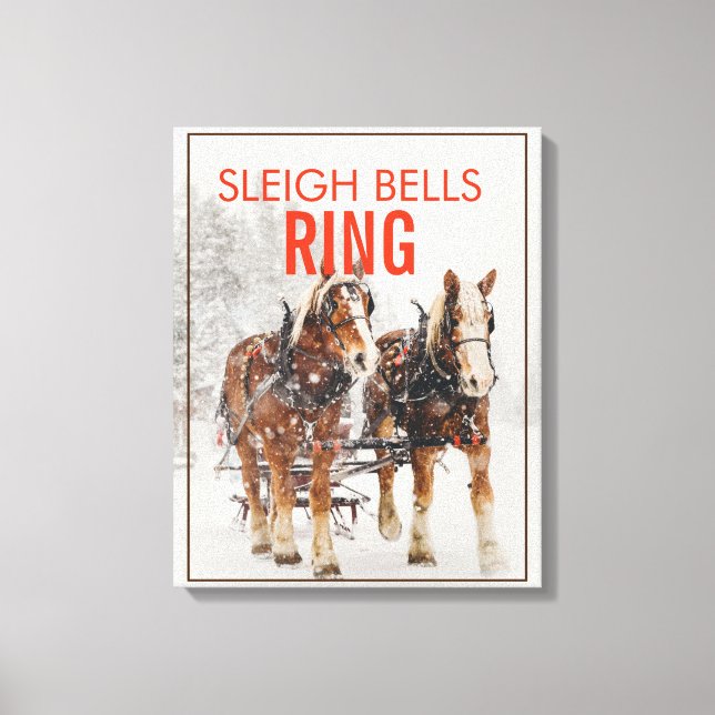 Impressão Em Tela Anel Sleigh Belga Equipe de Cavalos (Frente)