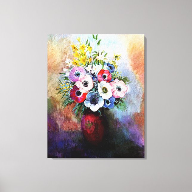 Impressão Em Tela Anêmonas - pintura de Odilon Redon, (Frente)