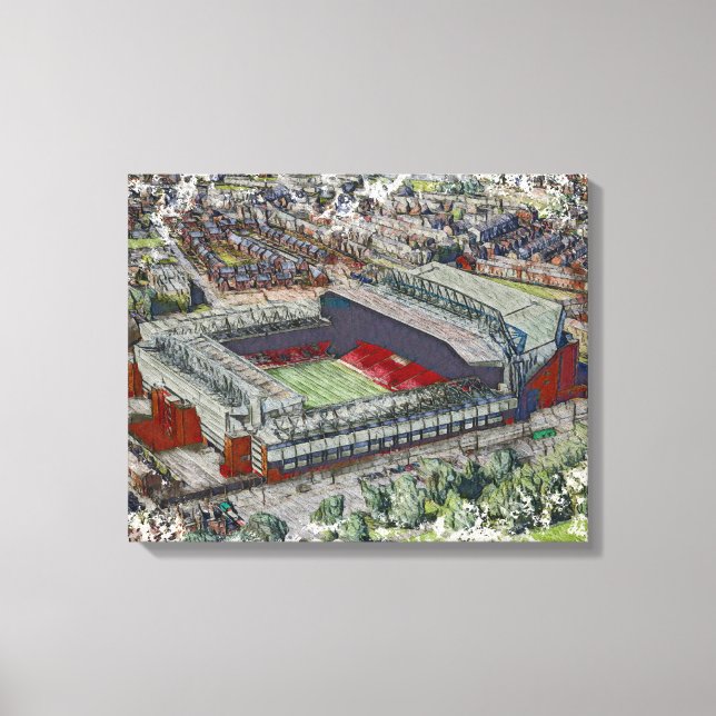 Impressão Em Tela Anfield Stadium Liverpool - Artistic Watercolour (Frente)