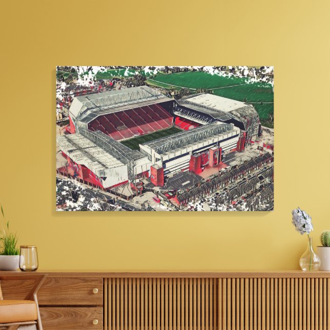 Impressão Em Tela Anfield Stadium Liverpool - Artistic Watercolour (Insitu(Sala de estar))