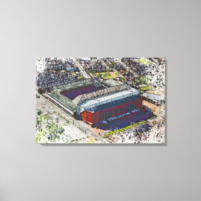 Impressão Em Tela Anfield Stadium Liverpool - Artistic Watercolour (Frente)