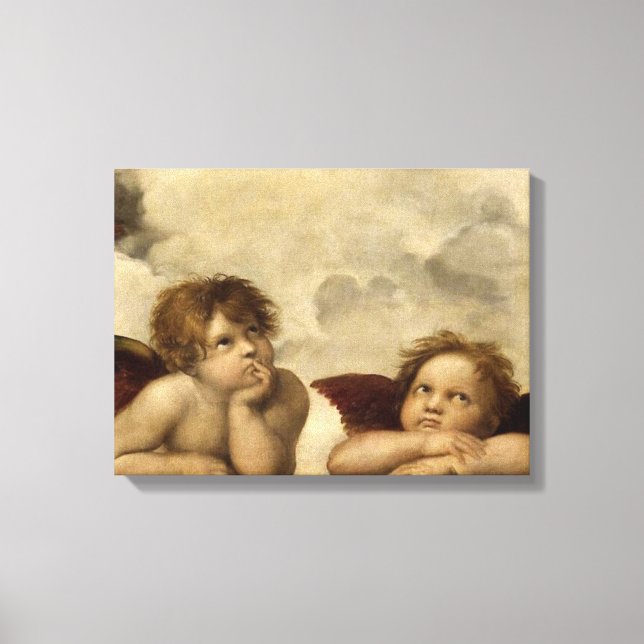 Impressão Em Tela Angels Cherubs Raphael Santi Sistine Madonna Sweet (Frente)
