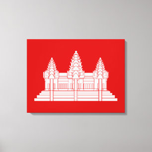 Impressão Em Tela Angkor Wat Cambodian / Khmer Flag