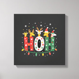Impressão Em Tela Animação de Girafa com Chapéu de Natal Santa Ho Ho