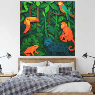 Impressão Em Tela Animais da Floresta Dobrada – Vida Selvagem da Sel