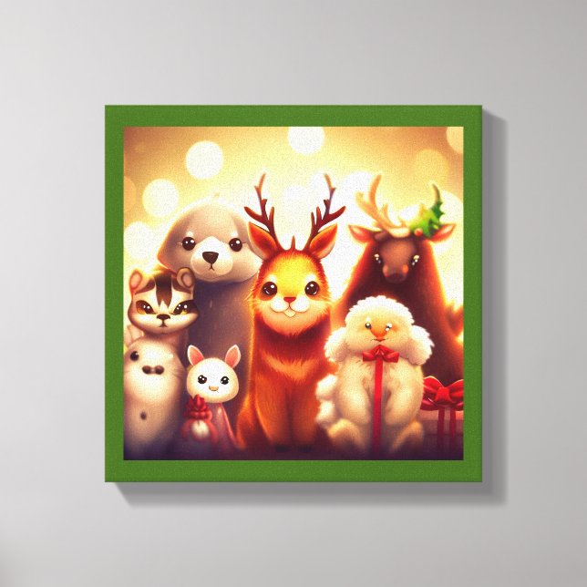 Impressão Em Tela Animais de Natal 1 (Frente)