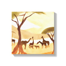 Animais de Safari | Silhueta Natureza Aquarela