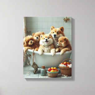 Impressão Em Tela Animais engraçados na banheira