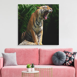 Impressão Em Tela Animais Selvagens da Natureza - Tela de Tigre Rugi
