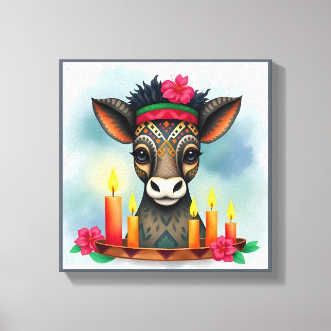 Impressão Em Tela Animais selvagens festivos Kwanzaa vibrantes em di (Frente)