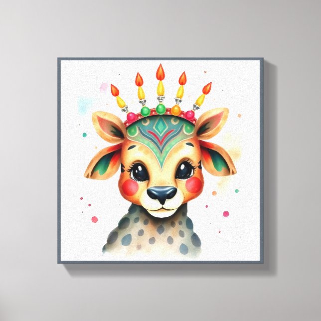 Impressão Em Tela Animais selvagens festivos Kwanzaa vibrantes em di (Frente)